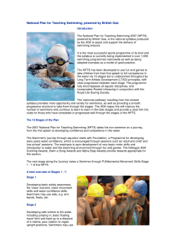 National Plan for Teaching Swimming, powered by British Gas