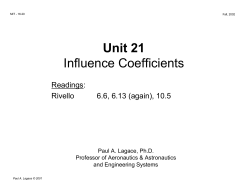 Unit 21 Influence Coefficients