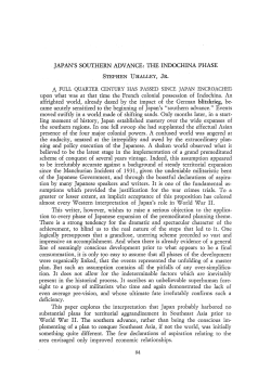JAPAN`S SOUTHERN ADVANCE: THE INDOCHINA PHASE upon
