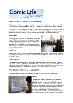 The Benefits of Comic Life in Education The Benefits of Comics in