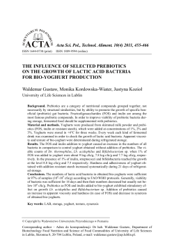 The influence of selected prebiotics on the growth