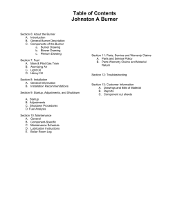 Table of Contents Johnston A Burner