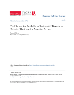 civil remedies available to residential tenants in ontario: the case for