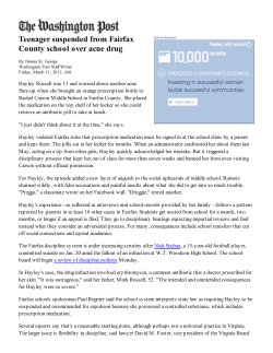 Teenager suspended from Fairfax County school over acne drug