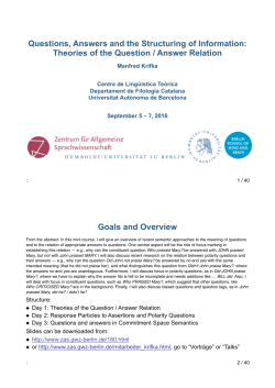 Questions, Answers and the Structuring of Information: Theories of