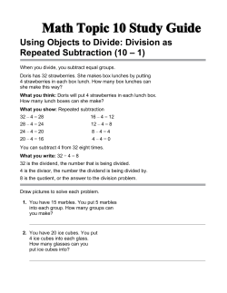 Using Objects to Divide: Division as Repeated Subtraction (10 &ndash; 1)