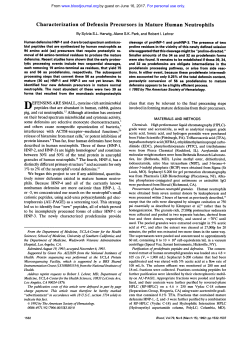 Characterization of Defensin Precursors in Mature