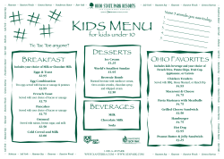 KIDS MENU - Punderson Manor Lodge and Conference Center