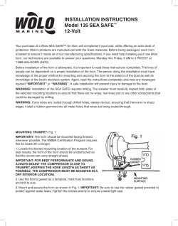 INSTALLATION INSTRUCTIONS Model 135 SEA SAFE&trade; 12-Volt