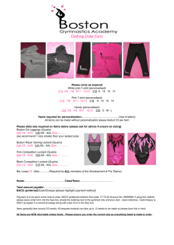 Clothing order form BGA - Boston Gymnastics Academy