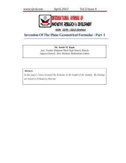 Invention Of The Plane Geometrical Formulae - Part I