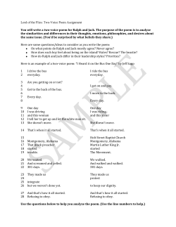 Lord of the Flies: Two-Voice Poem Assignment You will write a two