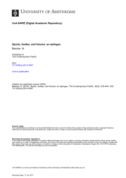 Sports, bodies, and futures: an epilogue Besnier, N.