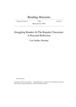Struggling Readers In The Regular Classroom: A Personal Reflection