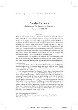 Auerbach`s Scars: Judaism and the Question of Literature.