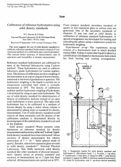 Calibration of reference hydrometers using solid density standards