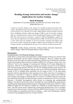 Reading strategy instruction and teacher change