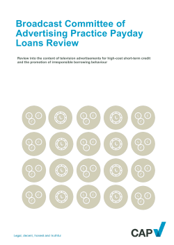 Broadcast Committee of Advertising Practice Payday Loans Review