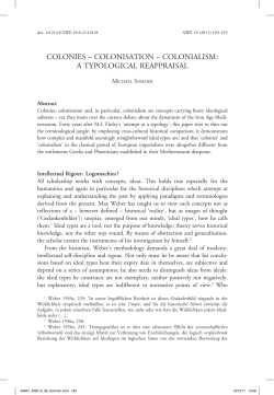 COLONIES &ndash; COLONISATION &ndash; COLONIALISM: A TYPOLOGICAL
