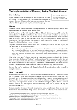 The Implementation of Monetary Policy: The Next Attempt