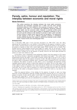 Parody, satire, honour and reputation: The interplay between