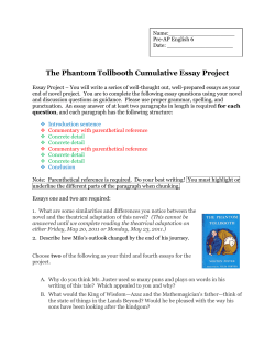 The Phantom Tollbooth Cumulative Essay Project
