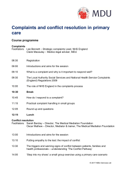 Complaints and conflict resolution in primary care