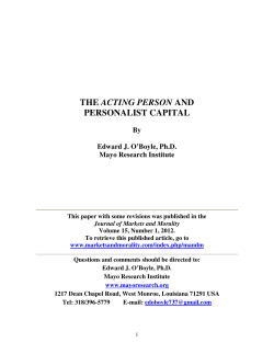 The Acting Person and Personalist Capital