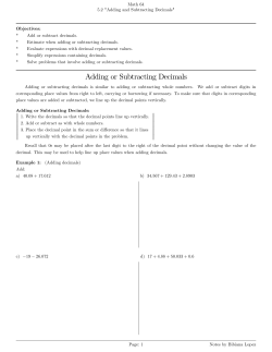 Adding or Subtracting Decimals