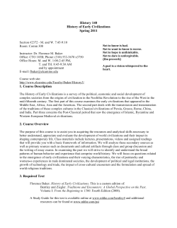 History 140 History of Early Civilizations Spring 2011 1. Course