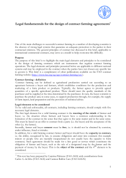 Legal fundamentals for the design of contract farming agreements1