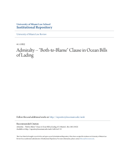 Admiralty -- "Both-to-Blame" Clause in Ocean Bills of Lading