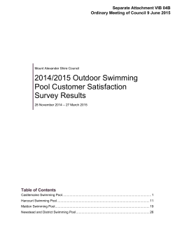 2014/2015 Outdoor Swimming Pool Customer Satisfaction Survey