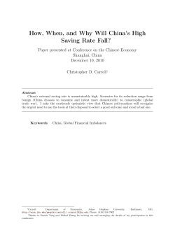 How, When, and Why Will China`s High Saving Rate Fall?