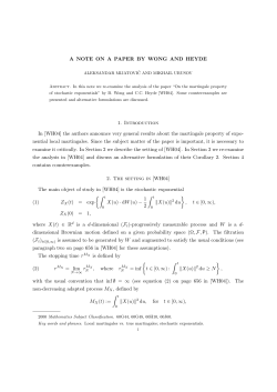 A NOTE ON A PAPER BY WONG AND HEYDE 1. Introduction In
