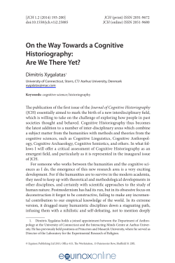 On the Way Towards a Cognitive Historiography