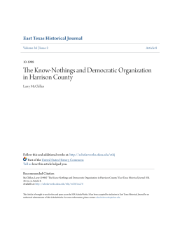 The Know-Nothings and Democratic Organization in Harrison County