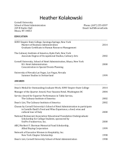 Heather Kolakowski - Cornell School of Hotel Administration
