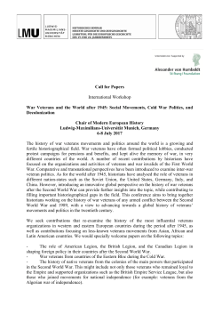 CfP War Veterans and the World after 1945