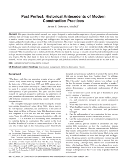 Past Perfect: Historical Antecedents of Modern Construction Practices