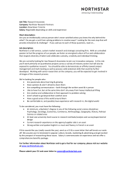 RA Position Posting - Northstar Research Partners