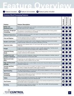 Common Word Processing Features Feature included Feature not