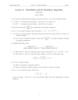 Divisibility, Fermat, Euler, Wilson, residue classes, order