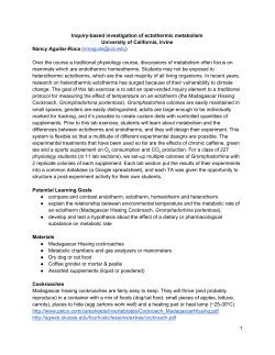 Inquirybased investigation of ectothermic metabolism University of