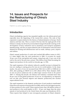 14. Issues and Prospects for the Restructuring of China`s Steel Industry