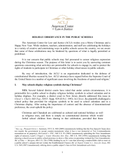 Holiday Observance in the Public Schools
