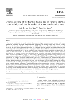 Delayed cooling of the Earth`s mantle due to variable thermal