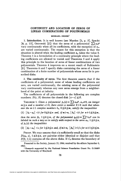 CONTINUITY AND LOCATION OF ZEROS OF