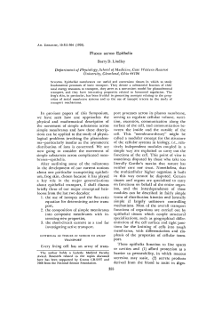Fluxes across Epithelia Barry D. Lindley Department of Physiology