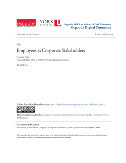 Employees as Corporate Stakeholders